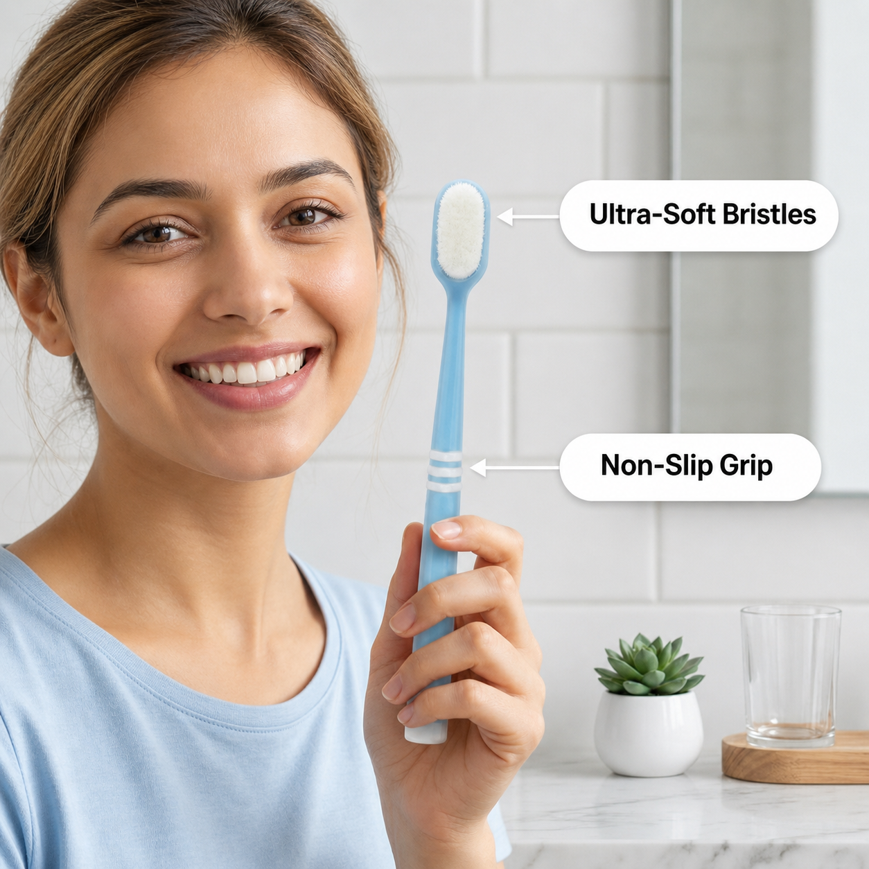 Micro Nano Toothbrush – Ultra Soft Toothbrush for Sensitive Teeth & Gum Care – High-Density Bristle Toothbrush for Bleeding Gums & Braces