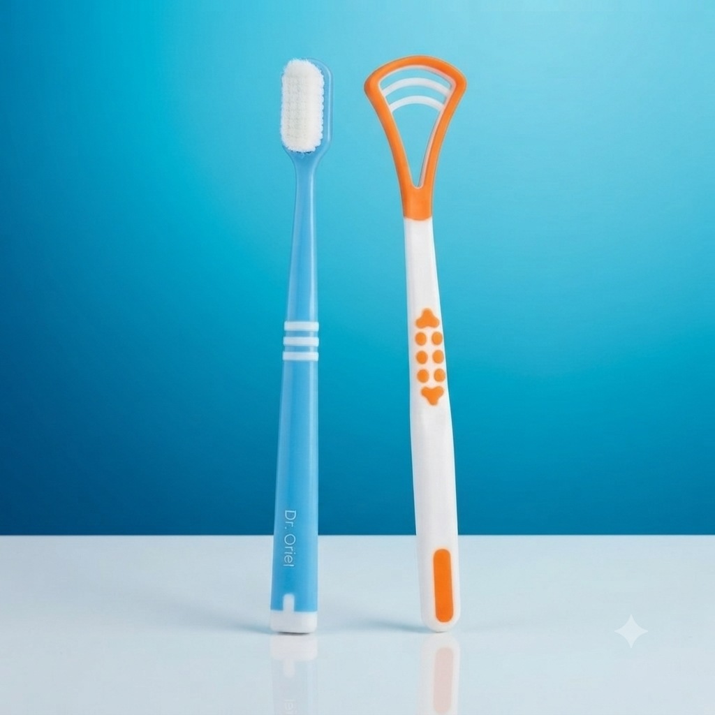 Modern Toothbrush and Tongue Scraper Hygiene Set