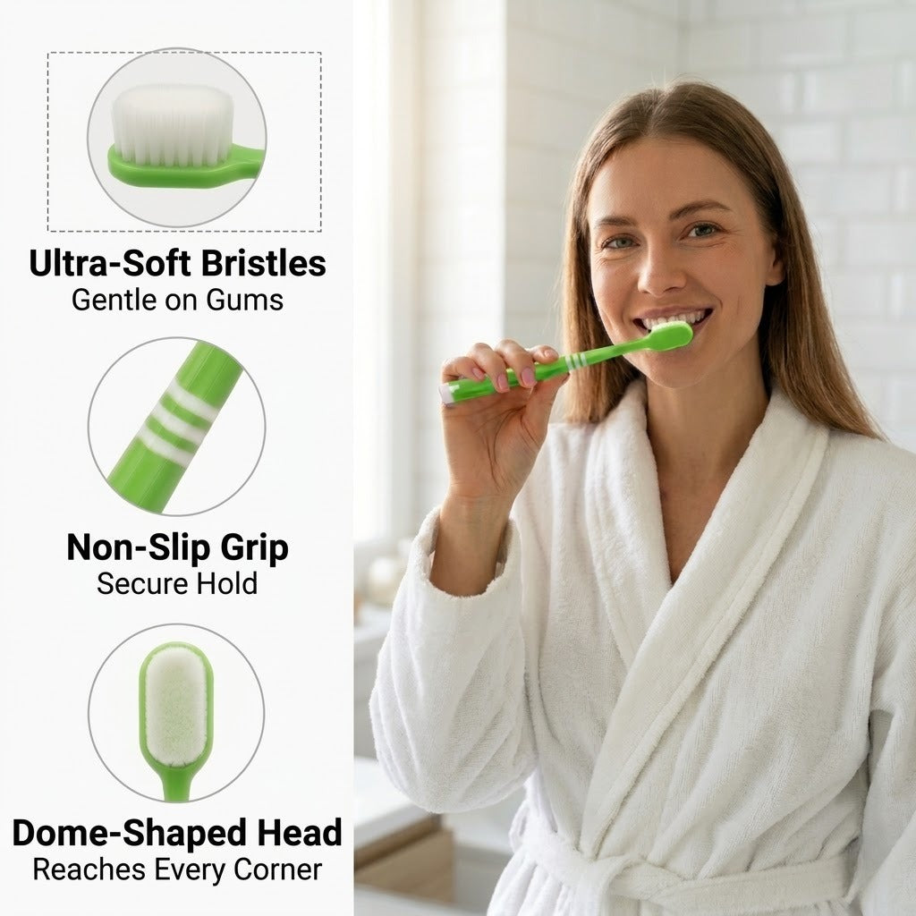 Micro Nano Toothbrush – Ultra Soft Toothbrush for Sensitive Teeth & Gum Care – High-Density Bristle Toothbrush for Bleeding Gums & Braces