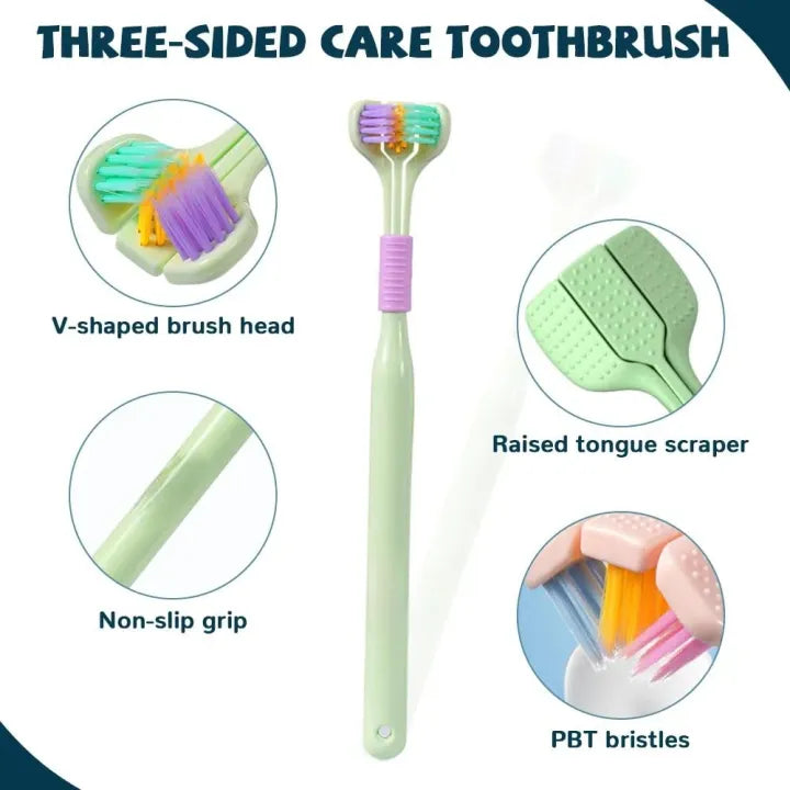 Ultimate Three-Sided Soft Bristle Toothbrush Collection for Deep Cleaning
