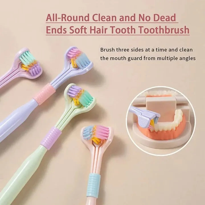 Ultimate Three-Sided Soft Bristle Toothbrush Collection for Deep Cleaning