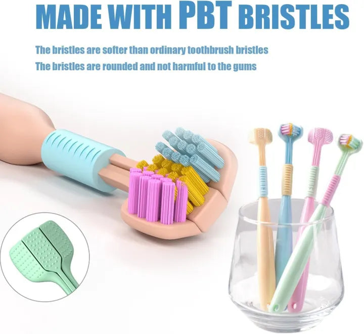 Ultimate Three-Sided Soft Bristle Toothbrush Collection for Deep Cleaning