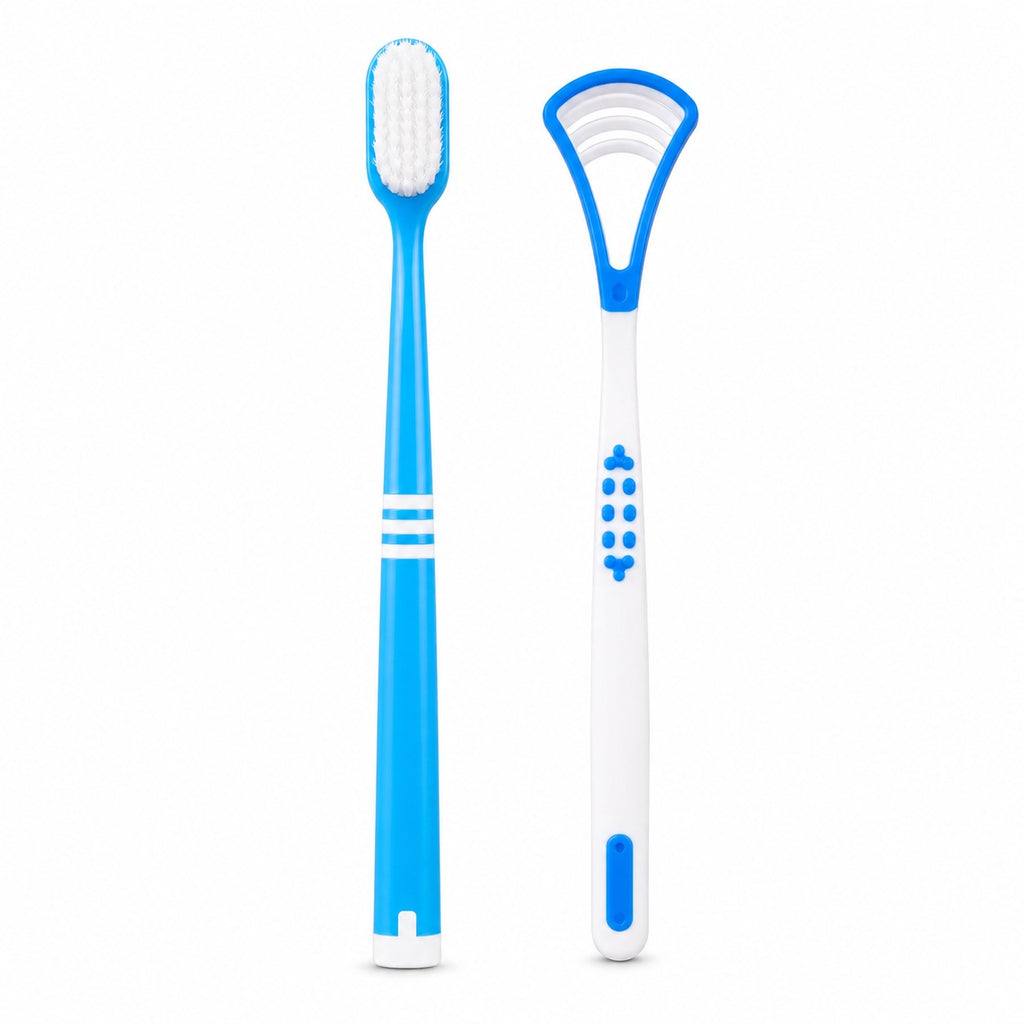 Modern Toothbrush and Tongue Scraper Hygiene Set