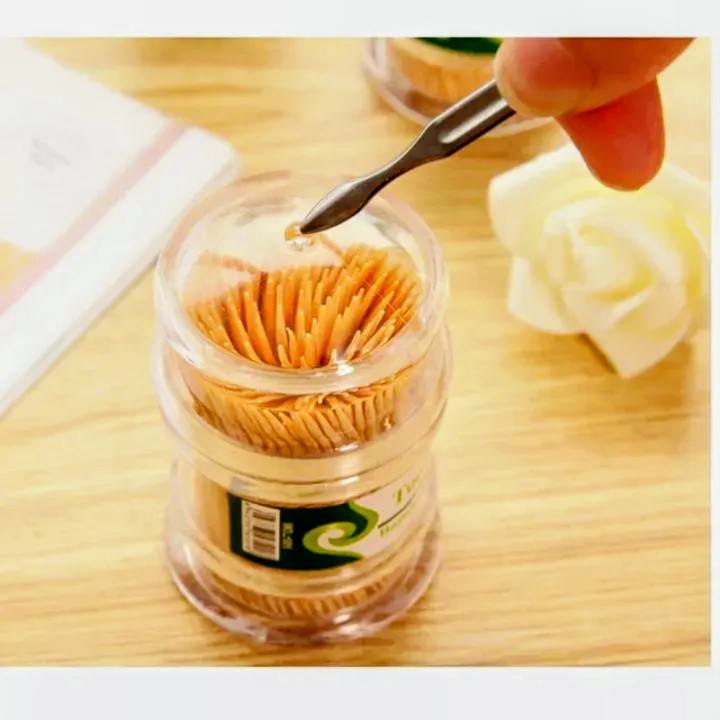 Premium Eco-Friendly Bamboo Toothpicks in Clear Portable Dispenser